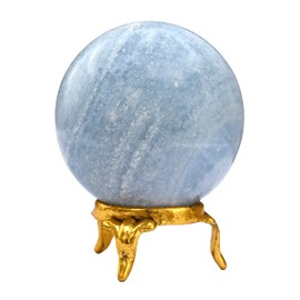 Blue Calcite Crystal Ball with Stand - 2" Inches Crystal Sphere Meditation Balls for Witchcraft and Decorative Balls