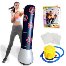 (TAUTONA) Punching Bag, For Home Use, Exercise, Stress Relief, Repair Stickers, For All Ages (59.1 inches (150 cm), For Kids, Adults, Inflatable Punching Bag, Fitness, Relieves Lack of Exercise,