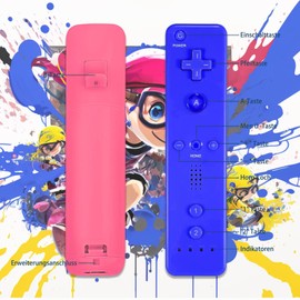LeonDesigns Wii Controller 2 Pack Wii u Remote mit Silikongehäuse und Handgelenksgurt (rosa+blau)