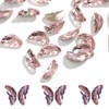 24Pcs Pink Nail Art Charms Butterfly Nail Art Rhinestones for