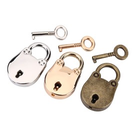 3 Set Mini Padlocks with Keys, Mini Bear Shape Padlock Vintage Antique Style Padlocks with Keys for Handbag Decoration Silver, Gold and Bronze