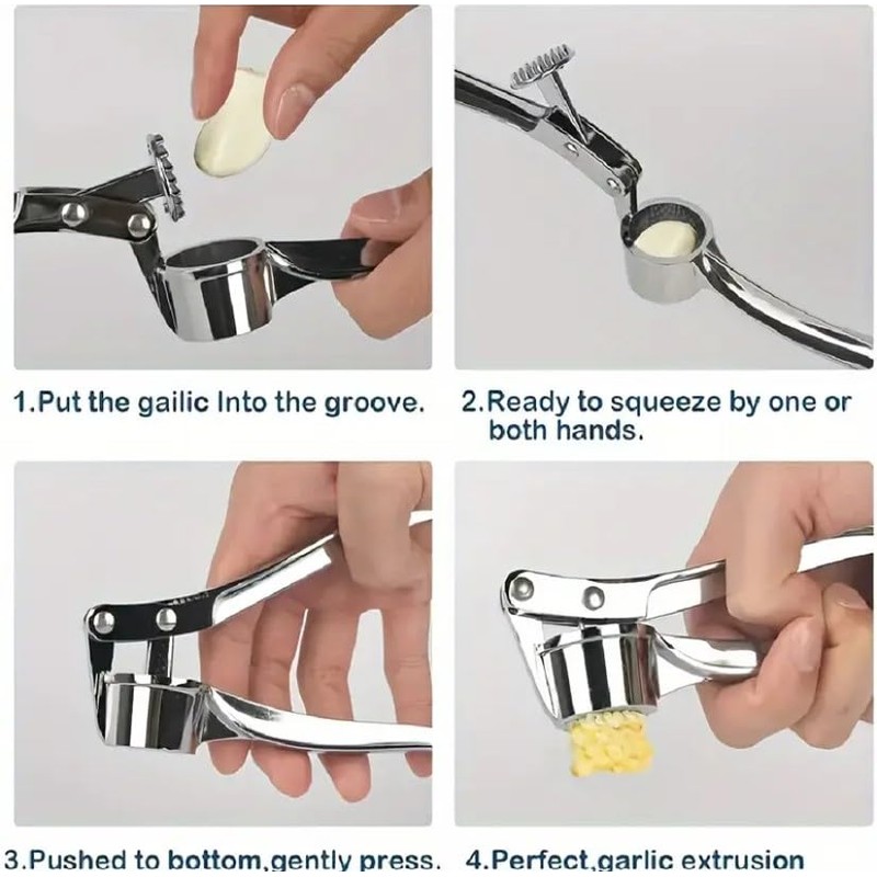 Professional Premium Kitchen Stainless Steel Garlic Press No Peeling Required,for