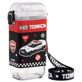 Skater PSQ5ST-A Square Straw Bottle Water Bottle, M, 15.7 fl oz (450 ml), One Push, Cover Included, Shoulder Strap Included, Tomica Boys