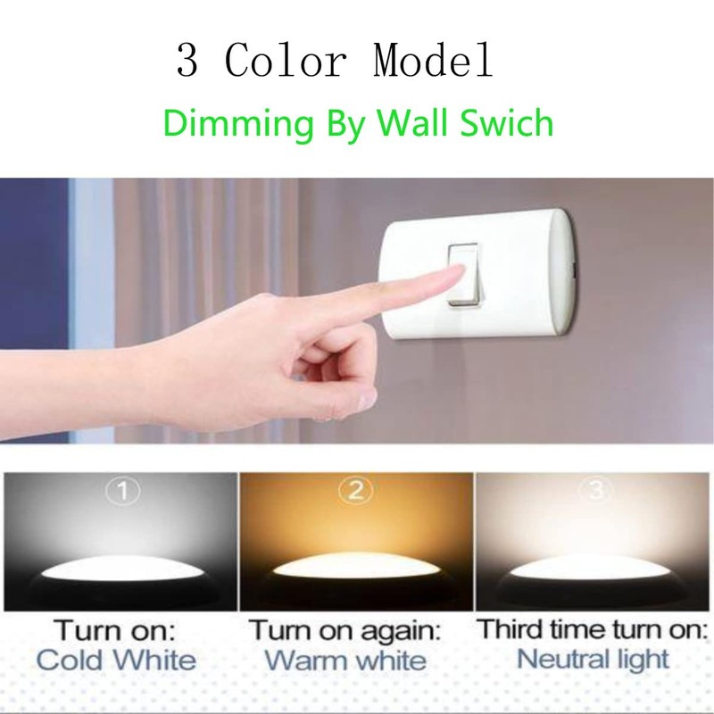 GHiycotdl Led Ceiling Light,3 Color Temperature 3000/4000/6000K,Modern Wood Flush Mount