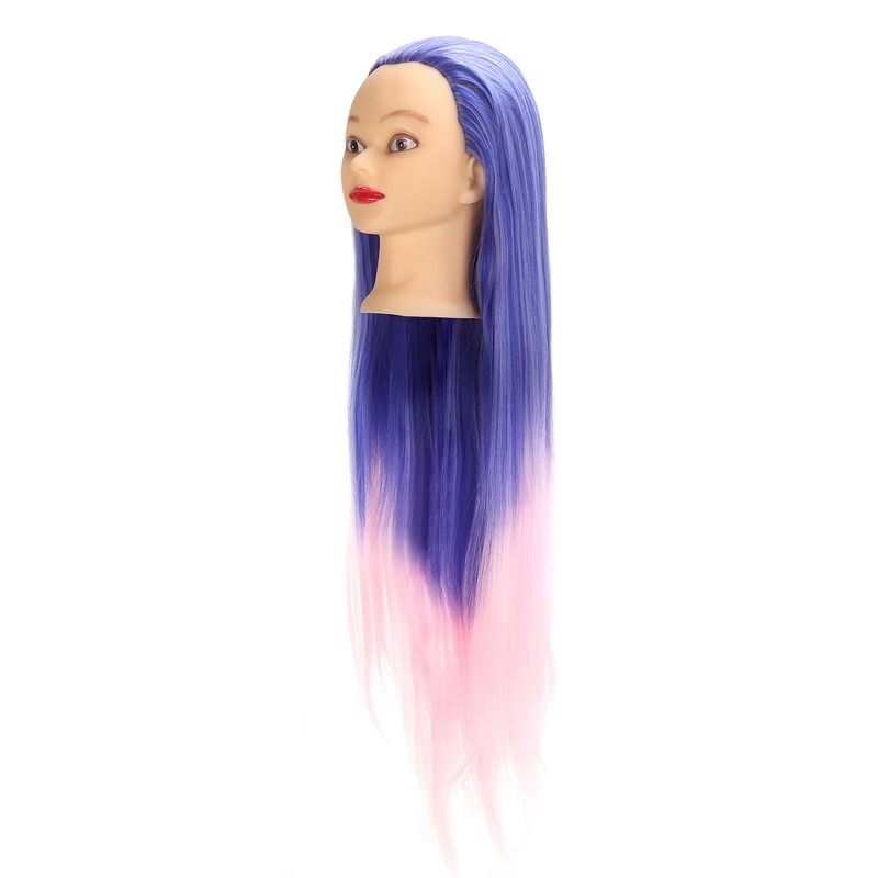 Mannequin Head Blue Pink Gradient Color High Temperature Synthetic Hair