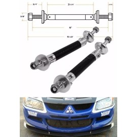 Unbranded Black Carbon Bumper Lip Body kit Diffuser Struts Rod Bar Support for Honda Acura