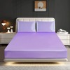 ROOEE Satin Silk Fitted Sheet with Pillowcase Set Breathable Soft