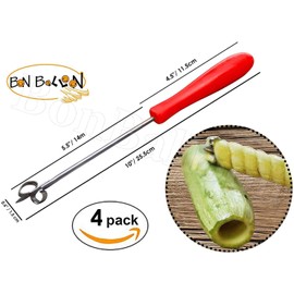 4 pcs Zucchini Squash Cucumber Corer Vegetable Corers Drill Stainless Steel Core Remover Coring Tool Kitchen Stuffed Vegetables Veggies Seed Remover Tools Remove Seeds Eggplant 10" Long Gadgets