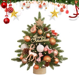 Artificial Christmas Tree Small 45 cm Mini Christmas Tree Artificial Table Christmas Tree with Lighting LED Christmas Tree for Christmas Table Decoration (Red)
