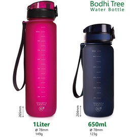Bodhi Tree Drinking Bottle 1 Litre – Leak-Proof – Odourless – Lightweight – with Filter and Strap – Sports Bottle for Fitness, Sports and Yoga – Drinks Bottle Water Bottle –
