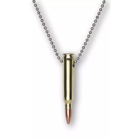 Real Metal Remington 223 Bullet Necklace 30 Inch Stainless Steel Dog Tag Chain NK-639BC
