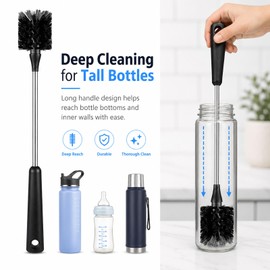 4-in-1 Bottle Brush Set, 15" Long Handle, Straw & Lid Cleaner
