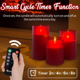 LEDHOLYT Rechargeable Flameless Candle, Flickering LED Pillar Glass Fake Candle with Remote and Timer, Built-in Battery Real Wax Electronic Candle for Room Decoration, Set of 3