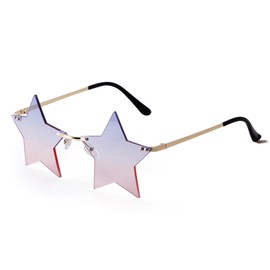 PEGH Rimless Star Shape Rave Sunglasses for women men Party Glasses y2k Small Sunglasses Retro Personality Pentagram Eyewears