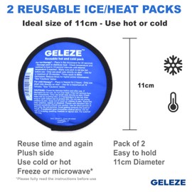 GELEZE x 2 Luxury Plush Ice Pack - Hot & Cold Compress for Injuries - Reusable Ice Heat Packs for Muscles, Back, Neck, Cramps, Swelling, Period (Round - 11 cm)