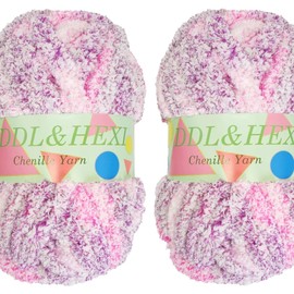 DDL&HEXI 2 of Super chunky chenille yarn Jumbo knitting yarn 300g per bag(10.58oz*2) (103)
