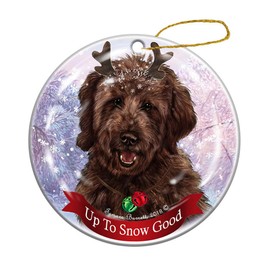 Holiday Pet Gifts Goldendoodle Chocolate Dog Porcelain Christmas Ornament