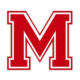 Applicable Pun Varsity Letter M - Vinyl Decal for Outdoor Use on Cars, ATV, Boats, Windows and More - Red 6 Inches Tall