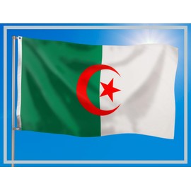 PHENO FLAGS Algeria Flag – Algerian Flag 90 x 150 cm with Brass Eyelets – Weatherproof National Flag for Flagpole – 100% Polyester