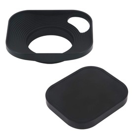 Haoge LH-B39P 39mm Square Metal Screw-in Lens Hood Hollow Out Designed with Metal Cap for Leica Rangefinder Camera with 39mm E39 Filter Thread Lens Black