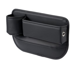 NYEONHRT 2 Packs Universal Fit Car Seat Gap Filler Organizer, Premium Leather Drop Stop Car Seat Side Gap Organizer Car Accessories with Cup Holder for Drink, Phone, Sunglasses and Keys (Black)