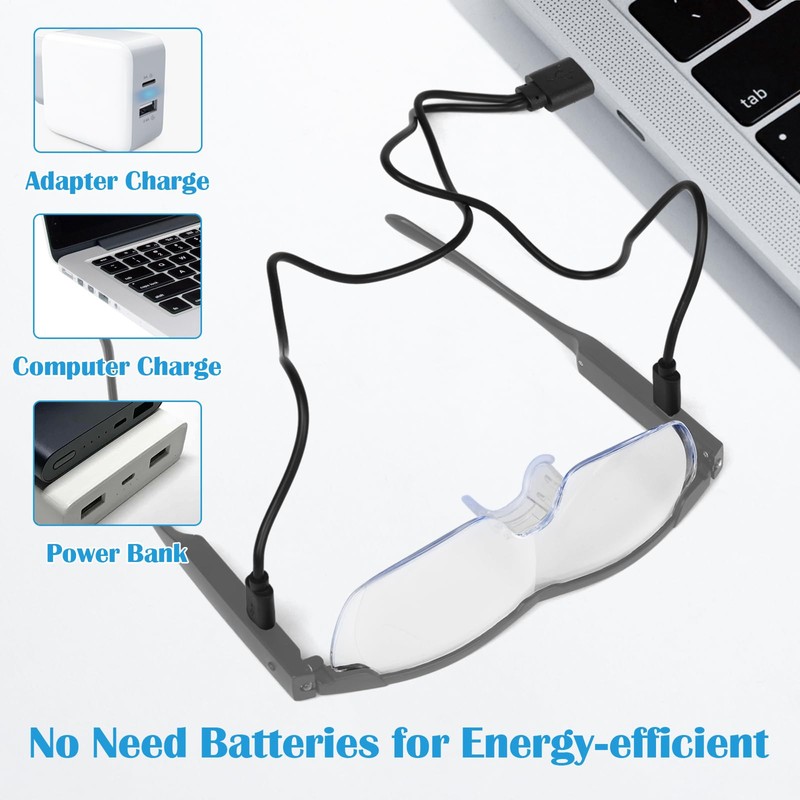 Magnifying Glasses with Light, 200% Magnification, USB Rechargeable LED Lighted