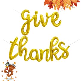 Give Thanks Letter Balloons 18 Inches Gold Foil Fall Balloons Banner for Thanksgiving Decorations Fall Party Decorations Party Supplies Indoor Outdoor