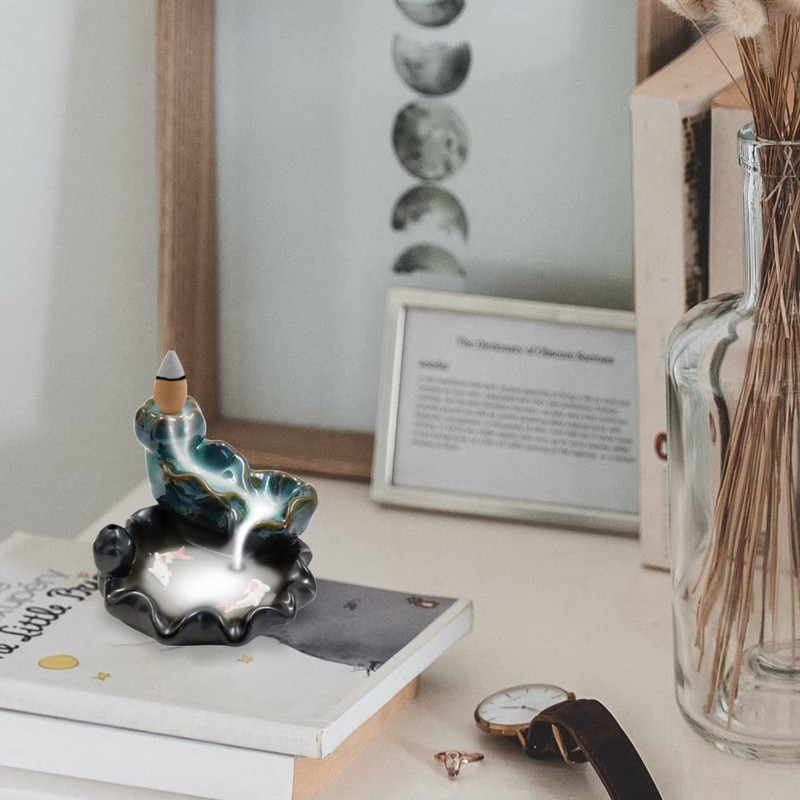 Ceramic Incense Burner, Waterfall Flowing Incense Holder, Exquisite Incense Cone