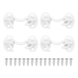 QUARKZMAN Pack of 4 2 Inch Hook and Eye Latches, Barn Door Lock Stainless Steel Cabin Hook Privacy Door Gate Hook for Window Sliding Door Fence Shed, White