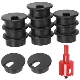 Swpeet 11Pcs White Desk Cable Wire Grommet Cord with Hole Saw, Tidy Cable Hole Cover Organizers, Desk Wire Cord Cable Grommets Hole Cover, 1Pcs 2Inch - 50mm Tools Hole Saw with Arbor for Office Desk