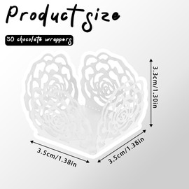 50 PCS Flower Truffle Wrappers, Chocolate Paper Candy Cups White Truffle Wrappers Dessert Liners Small Hollow-out Chocolate Wrapper Paper Baking Cups for Muffins Cupcakes Birthday Wedding Party Decor