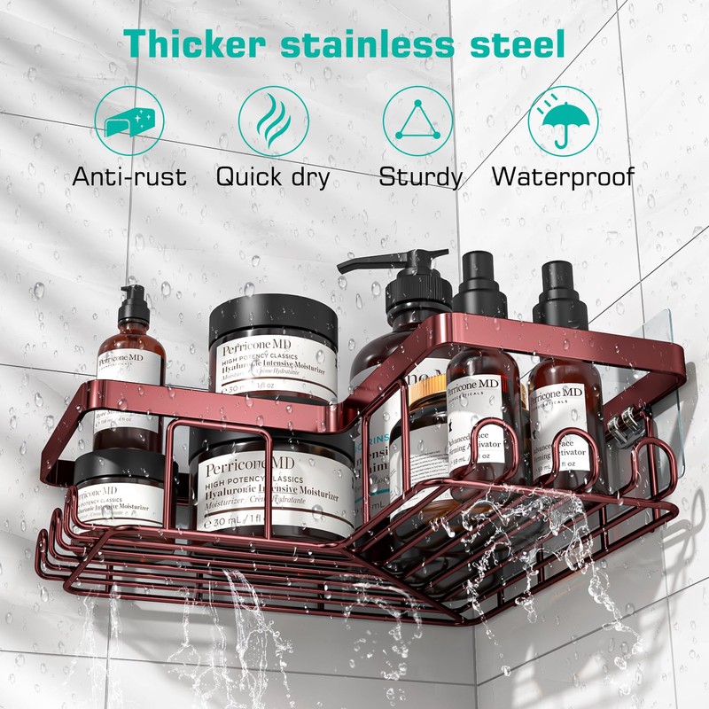 YASONIC Corner Shower Caddy, 3-Pack Adhesive Shower Caddy with Soap