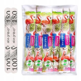 Aba Group Nail Files 100/180 Straight Slim Flamingo Safe Package Professional Nail File Set for Hybrid, Pack of 50