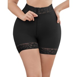 KELLYLEE Tummy Control Underwear for Women High Waisted Shapewear Faja Shorts for Women Butt Lifter Panties Body Shaper Shorts Ladies Lace Underwear Post Partum Shapewear Body Shaper Boyshorts Black