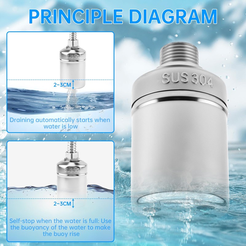 2Pack Water Float Valve 1/2" to 3/4'' 1'' Automatic Water