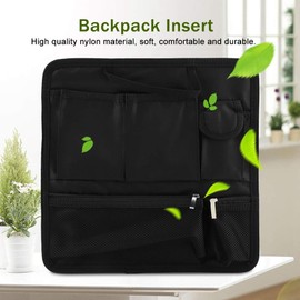 Fdit Backpack Insert Storage Bag Multi Item Finishing Portable Nylon Black (Black)