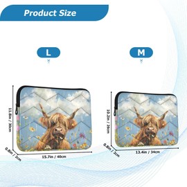 JIPONI Wild Highland Cow Laptop Sleeve Bag, Compatible for 15.6 16 Inch Notebook/Laptop/Tablet Computer, Laptop Case for Women Men Working Travel Storage