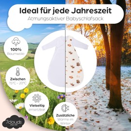 7clouds Baby Sleeping Bag, 2.5 Tog for Winter and Summer, Baby Sleeping Bag for Newborns, Sleeping Bag, beige