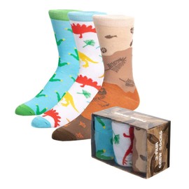 Dinosaur Fossil 3 Pair Crew Box Set, multicoloured
