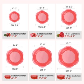 Silicone Stretch Lids for Food Storage in Fridge, Reusable Elastic Bowl Covers for Cup, Cans, Jars, Round & Rectangle Container, Food Grade Silicone Microwave Food Cover, Red, 6PCS