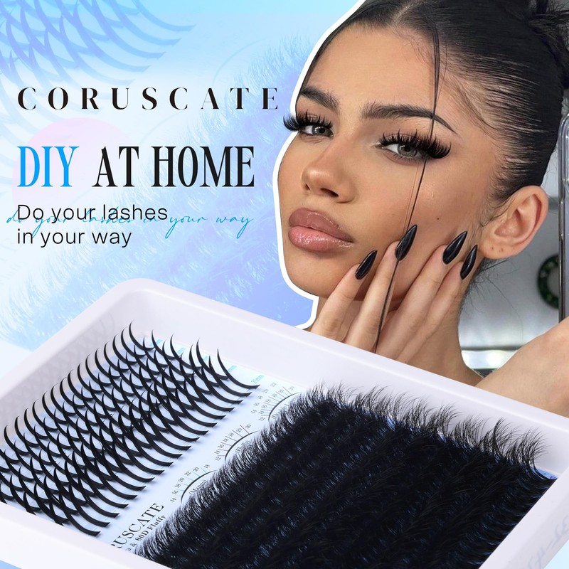 CORUSCATE 80D Cluster Lashes Fluffy Individual Eyelashes Thick D Curl
