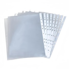A4 Clear Punched Pockets, 200 Pcs Plastic Sleeves for A4 Paper, Top Opening Folder Sleeves for Binders, Document Filing for School, Office, Home