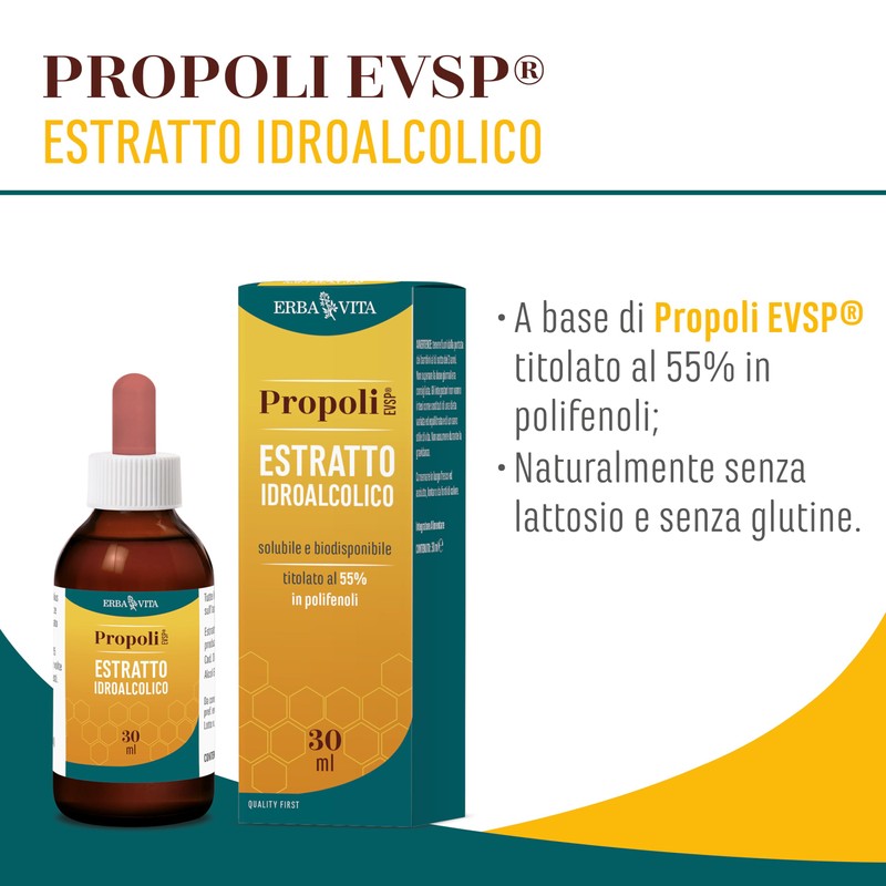 ERBA VITA Propoli EVSP® Estratto Idroalcolico integratore alimentare solubile e