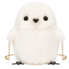 JHVYF Girls Cute Plush Crossbody Bag Hairy Chick Shoulder Purse Plush Fuzzy Cell Phone Wallet Zipper Closure Bags White