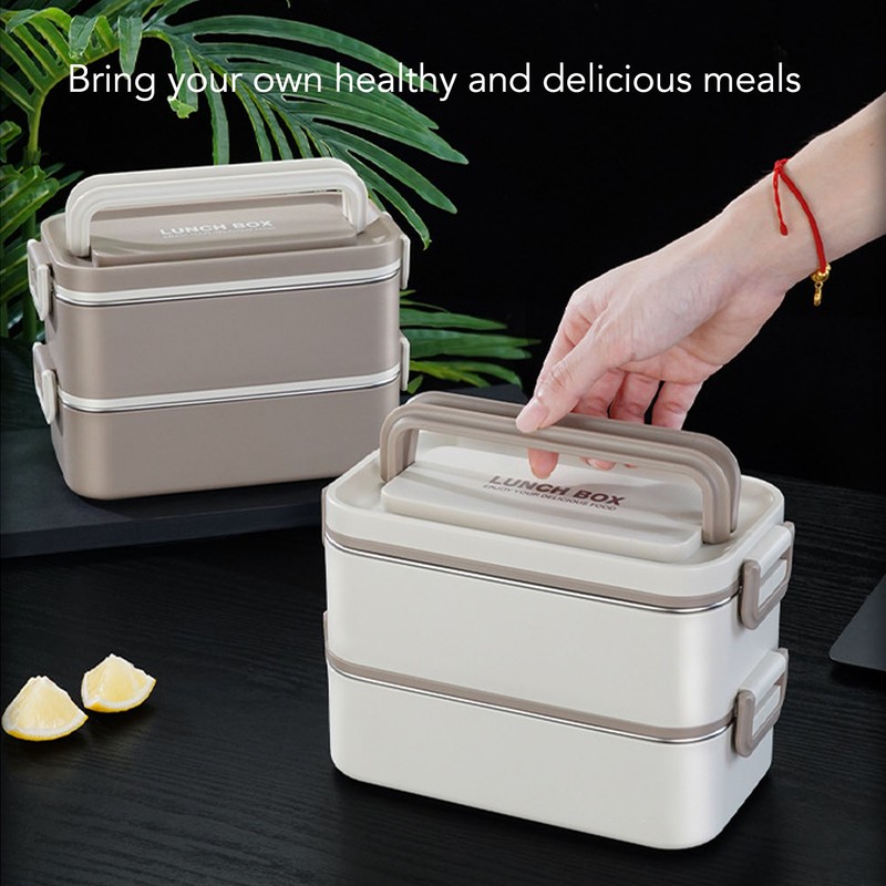 2 Tier Stackable Bento Box 304 Stainless Steel Insulated Lunch