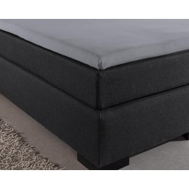 Sleeptime Fitted Sheet Topper Box Spring Bed - 100% Cotton - Flat Sheet for Topper up to 10 cm - Moisture Absorbing and Temperature Regulating - Grey - 160 x 200 cm