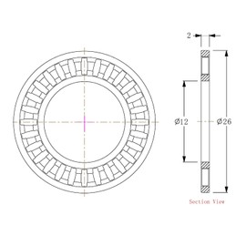 2 Sets AXK1226 Thrust Needle Roller Bearings with 4 Washers，Thrust Bearing ID12mm OD26mm，2mm Width；Industrial Bearing for Automotive Robot Industrial Equipment Etc, AXK1226+2AS