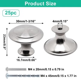 SWZHAI Cabinet Knobs Brushed Nickel 25 Pack, Round Dresser Drawer Knobs 1.16 inch Drawer Pulls for Kitchen, Dressers and Closets