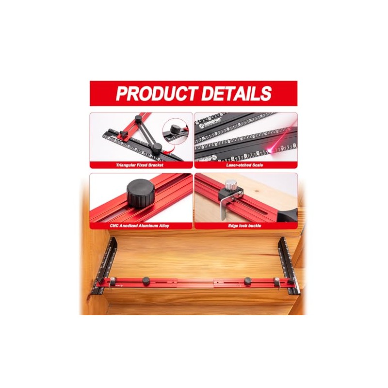 Stair Tread Template Tool, Stair Gauge Set Shelf Layout Measuring