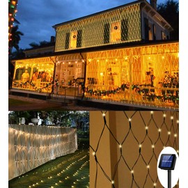 200 LEDs Net Lights, 3 m x 2 m Fairy Lights, 8 Modes Auto On/Off, Waterproof Mesh Light Curtain, Christmas Tree Lights for Christmas Party, Garden, Indoor, Outdoor Decorations, Warm White